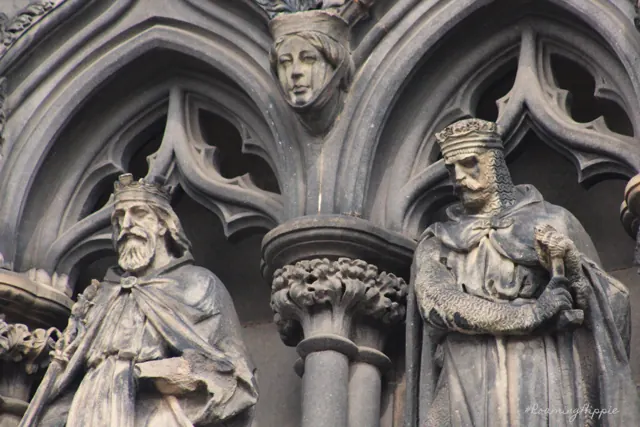 Carved stone figures of kings in Gothic niches